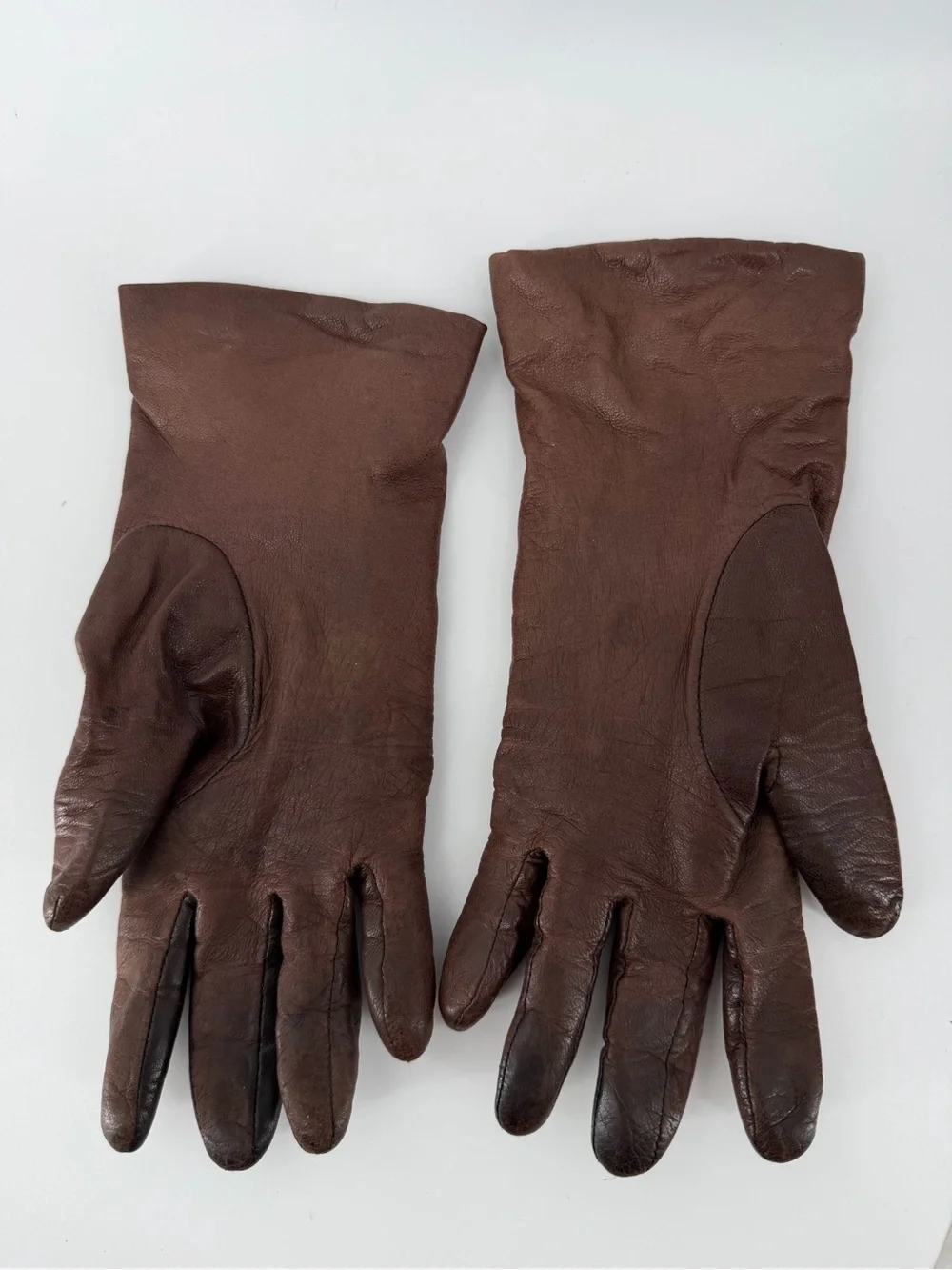 Vintage Brown Genuine Leather Gloves 100% Cashmere Lined Winter WPL 9633⁠